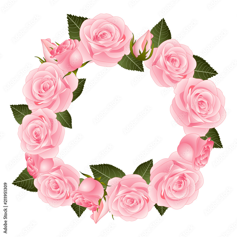 Pink Rose Flower Wreath