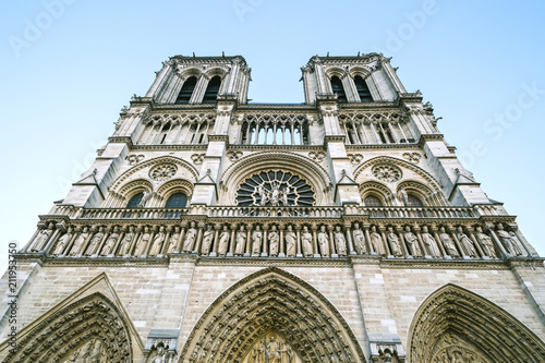 Notre Dame de Paris Cathedral facade