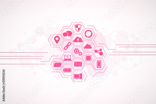 Technology icons concept , hexagon integrated