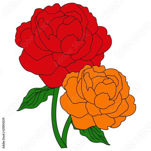 Flower cartoon illustration isolated on white background for children color book