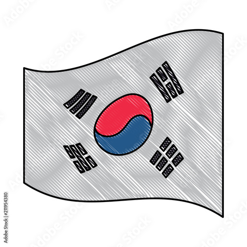 south korea flag icon over white background, vector illustration