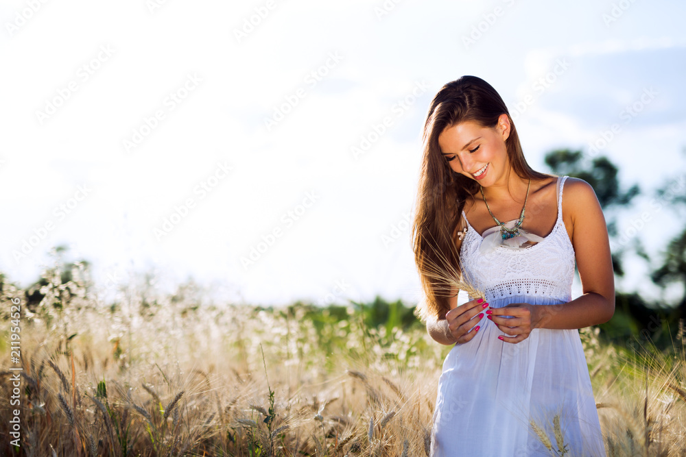 Young beautiful woman spending time in nature Young beautiful woman spending time in nature