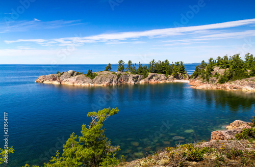 Rock peninsula on the north shore of Lake Superior photo