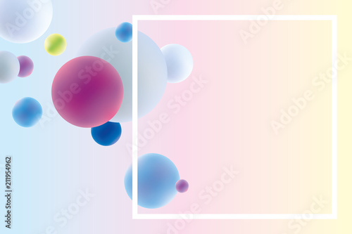 Modern 3d abstract background for template with withe border. Plastic or liquid colorful shapes.  © badalov
