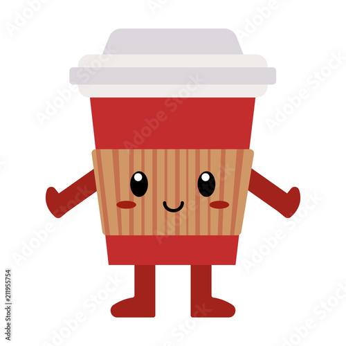 Cute cartoon coffee isolated