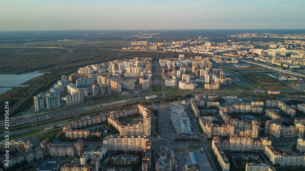 Panoramic view of Saint Petersburg, drone photo