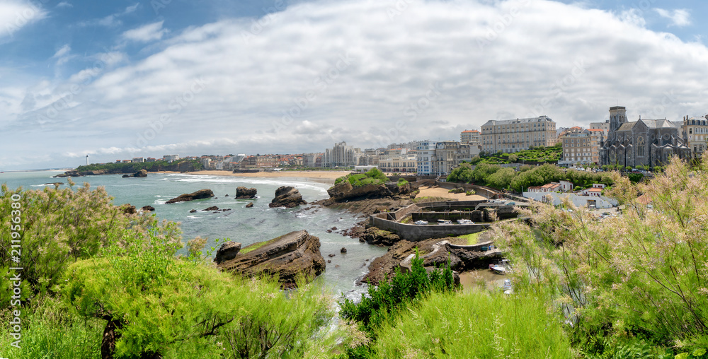 View of Biarritz beach by the Atlantic ocean, France