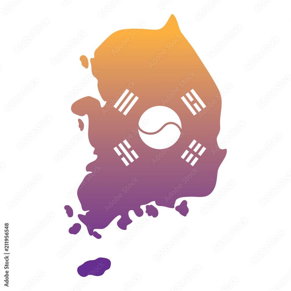 south korea map with flag design over white background, vector illustration south korea map with flag design over white background, vector illustration