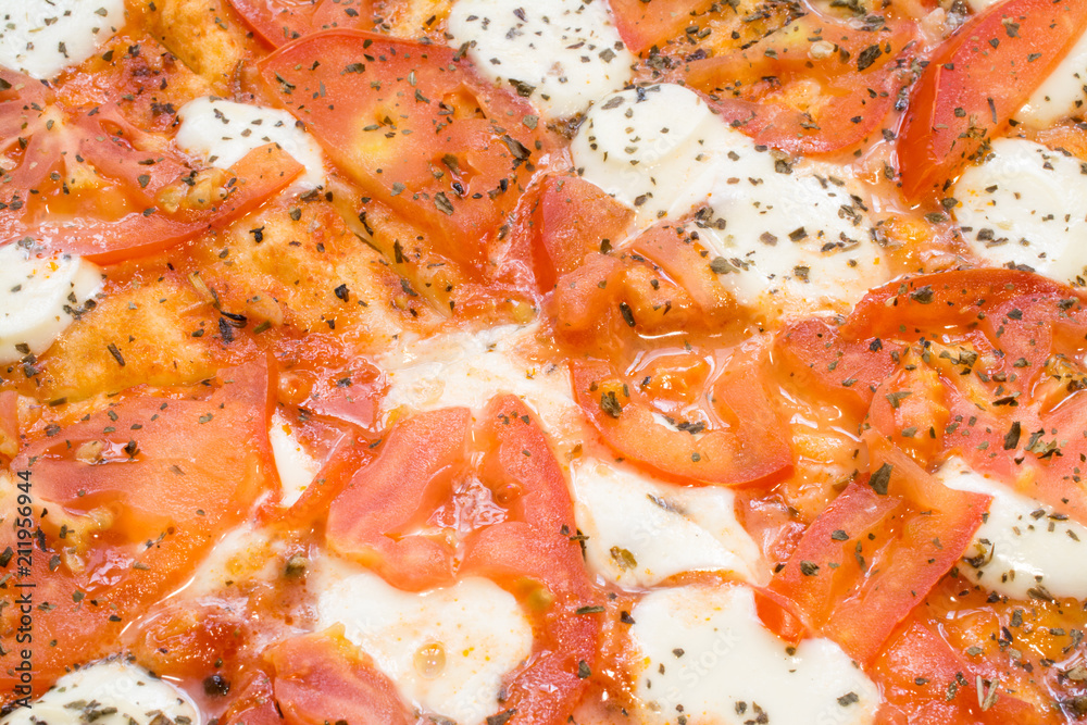 Pizza Margarita close up Pizza Margarita close up