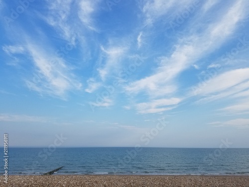 Afternoon beautiful beach view with clouds and blue sky