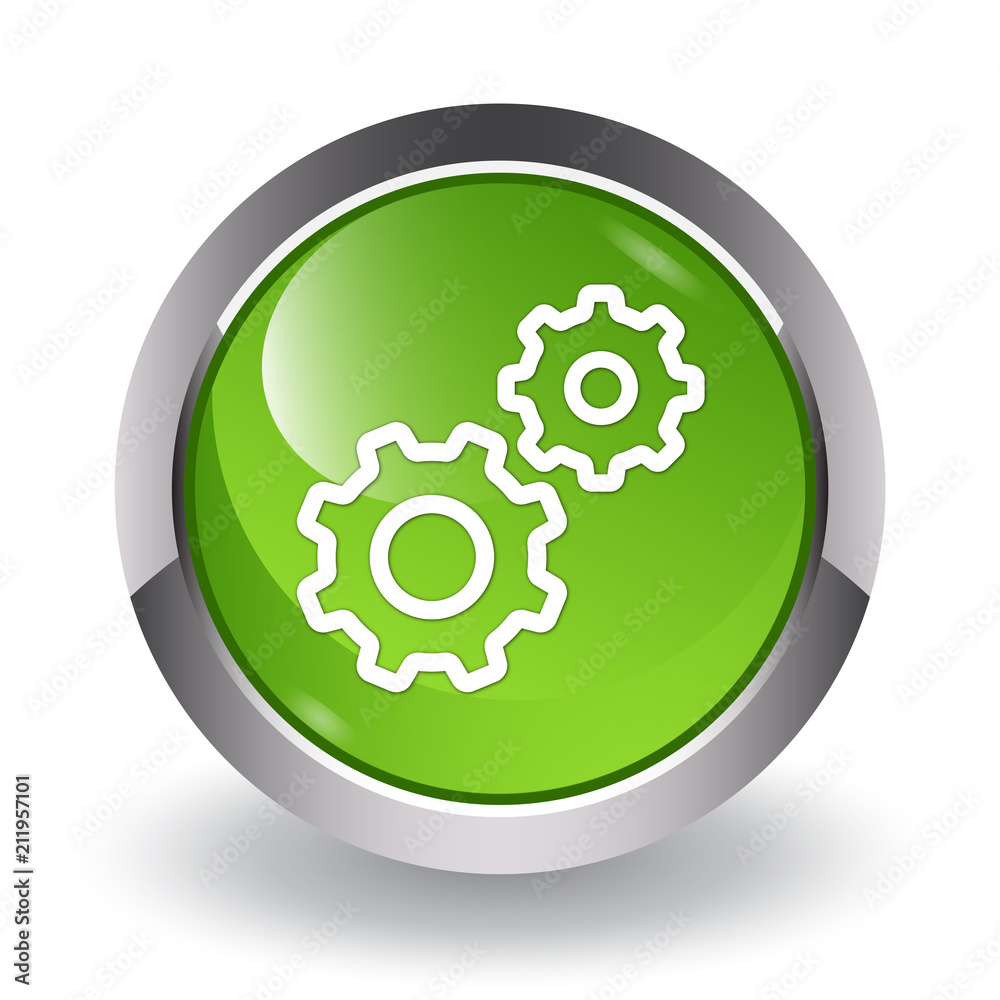 Gear icon glossy green button