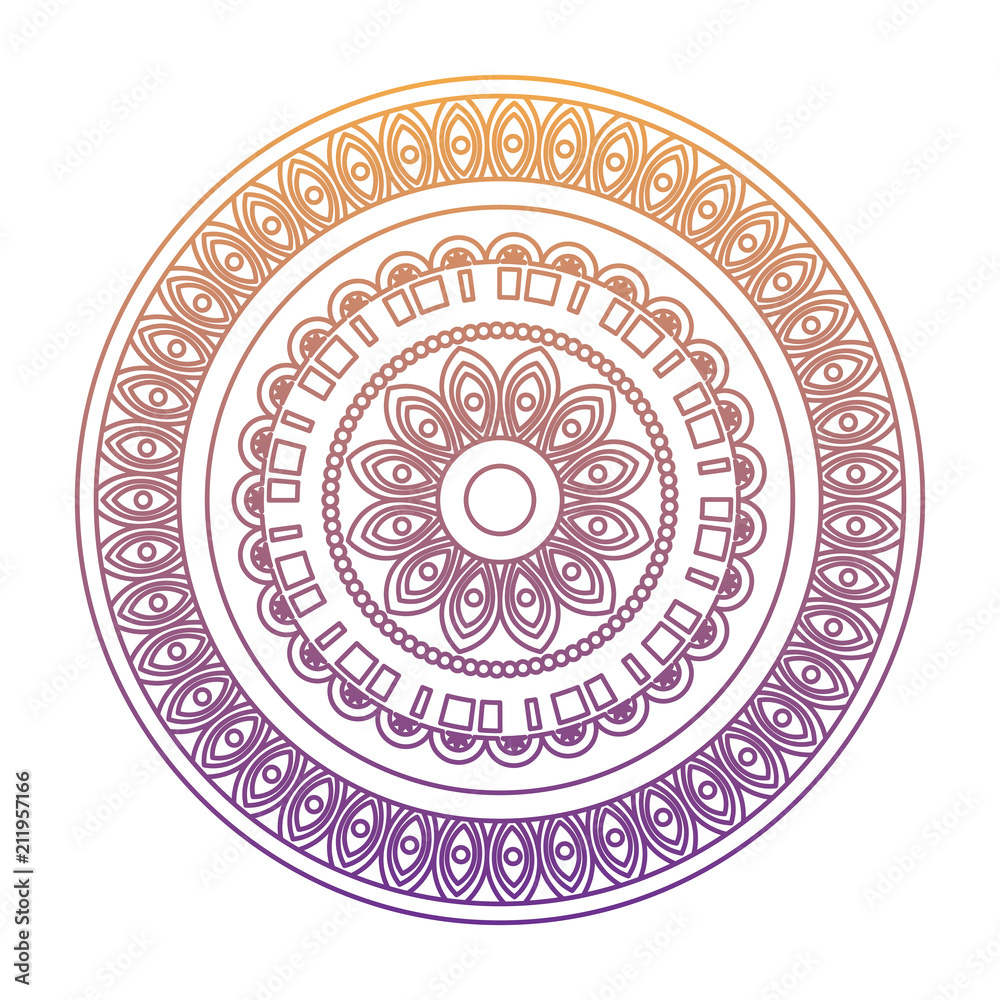 Indian mandala icon over white background, vector illustration