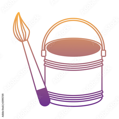 paint bucket and brush icon over white background, vector illustration