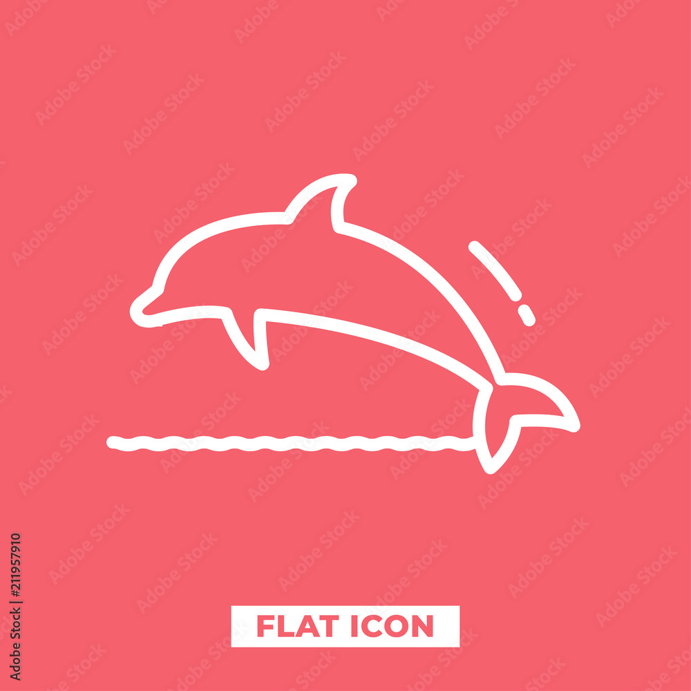 Obraz premium Dolphin vector icon, dolphin, vector illustration