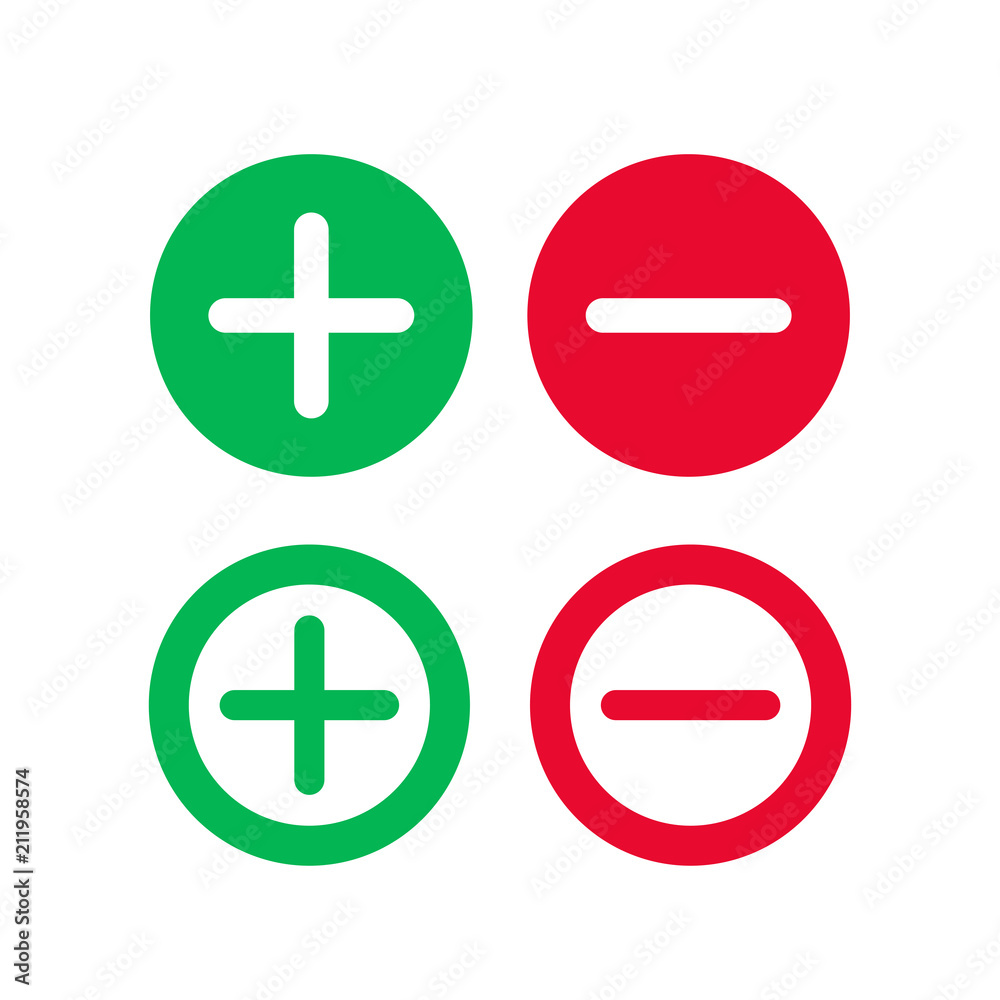Plus And Minus Vector Icon Positive And Negative Symbol Simple Flat