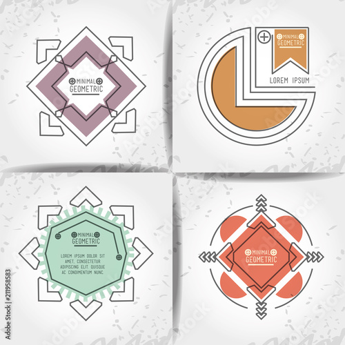 minimal geometric set templates labels vector illustration design