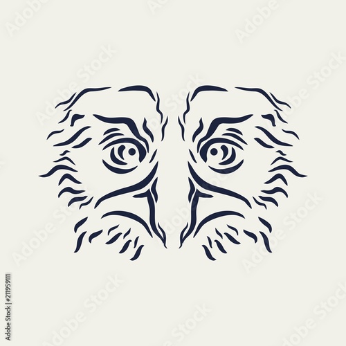Fototapeta Naklejka Na Ścianę i Meble -  Ornamental tattoo bird head. Abstract hand drawn style