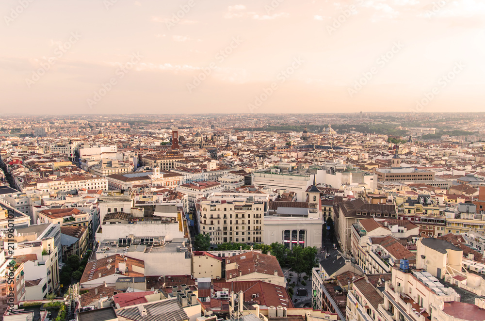 Madrid rooftops and skyline view