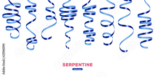 Shiny blue serpentine on white