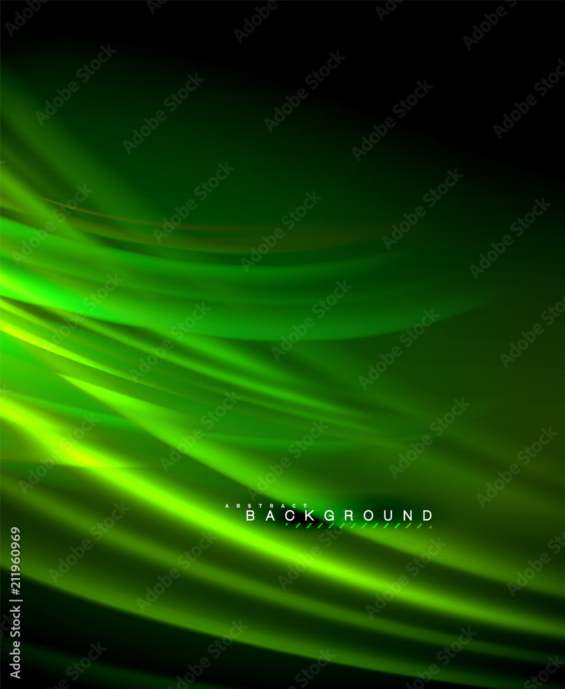 Neon glowing wave, magic energy and light motion background. Vector wallpaper template Neon glowing wave, magic energy and light motion background. Vector wallpaper template