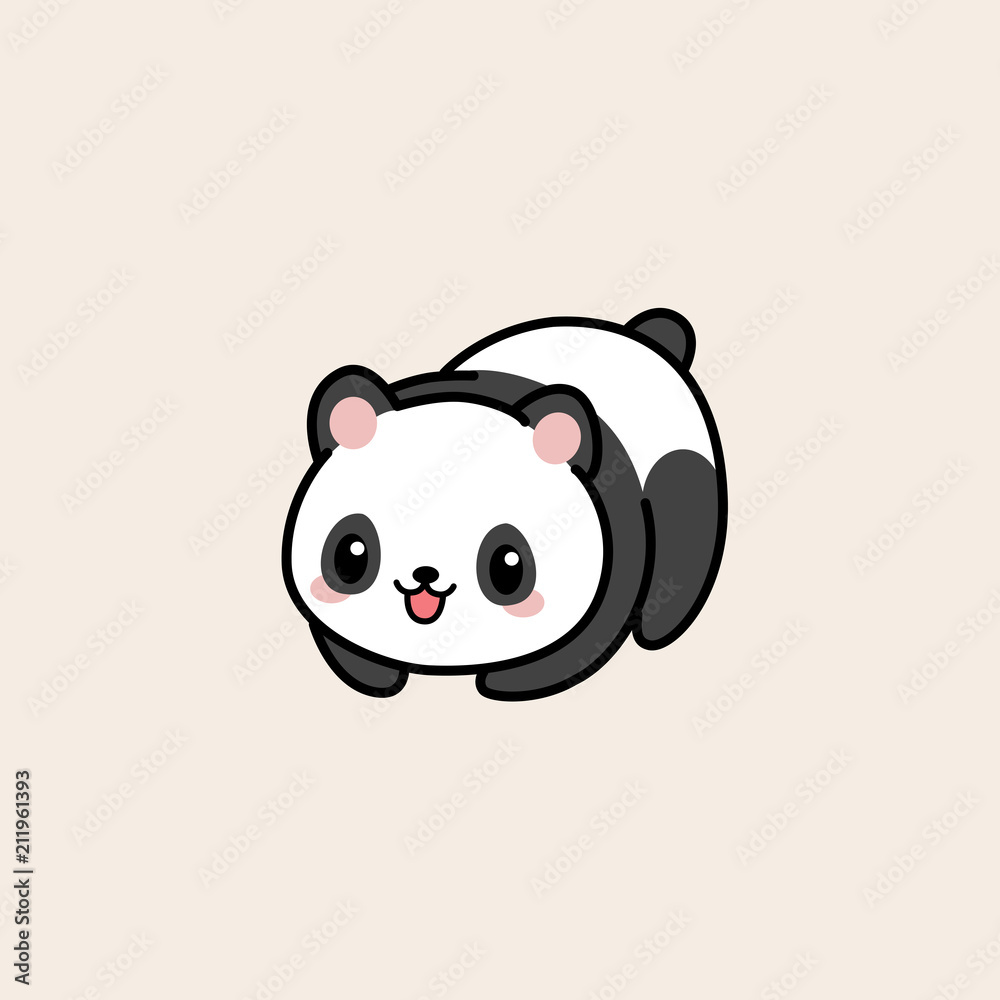 Kawaii illustration of a minimalist cute panda over a light pastel  background. Stock Illustration | Adobe Stock