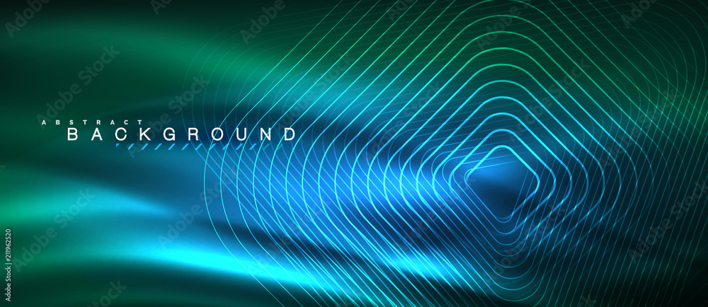 Neon glowing lines, magic energy space light concept, abstract background wallpaper design Neon glowing lines, magic energy space light concept, abstract background wallpaper design