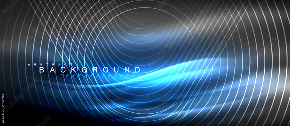 Neon glowing lines, magic energy space light concept, abstract background wallpaper design Neon glowing lines, magic energy space light concept, abstract background wallpaper design