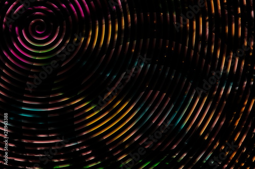 psychedelic colorful spirals on black background