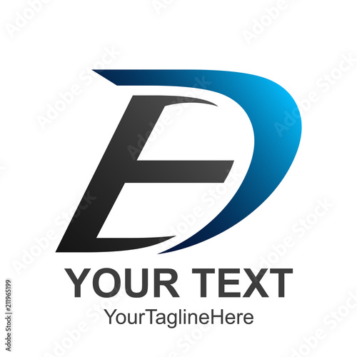 ED E D Letter Logo Design in Blue and Black Colors. Creative Modern Letters Vector Icon Logo Illustration.