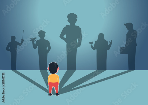 Child Kid with Future Careers in Shadow Illustration