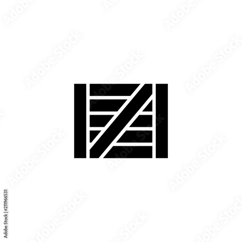 Wooden Box. Flat Vector Icon illustration. Simple black symbol on white background. Wooden Box sign design template for web and mobile UI element