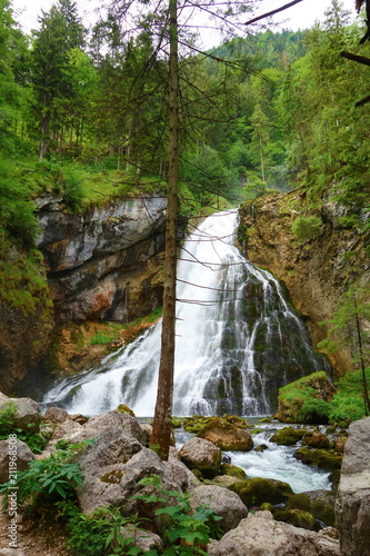 Beautiful view at Gollinger Waterfall / Waserfall during summer, Golling, Salzburger Land, Austria photo