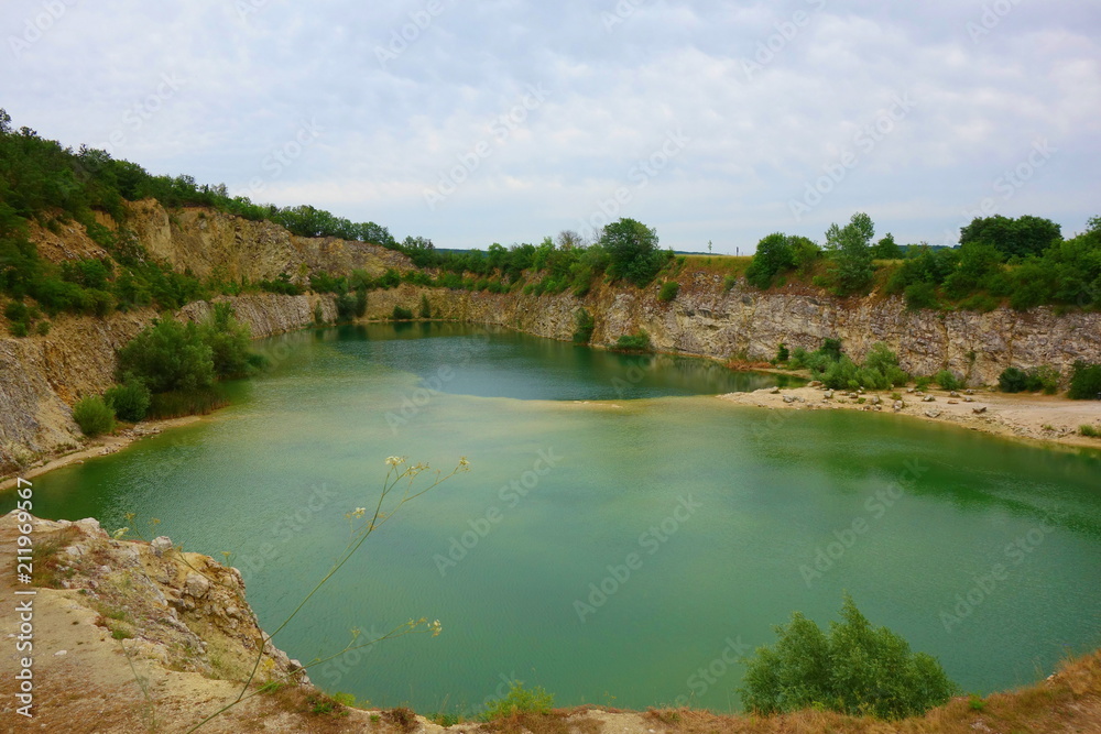 Flooded quarry in Mikulov, South Moravia, Czech Republic, Central Europe