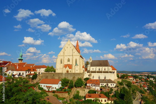 Wallpaper Mural Panorama of Znojmo with a Gothic Church of St. Nicholas in czech Kostel Svateho Mikulase, South Moravia, Czech Republic Torontodigital.ca