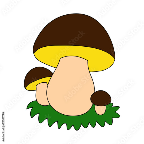 Mushroom cartoon illustration isolated on white background for children color book