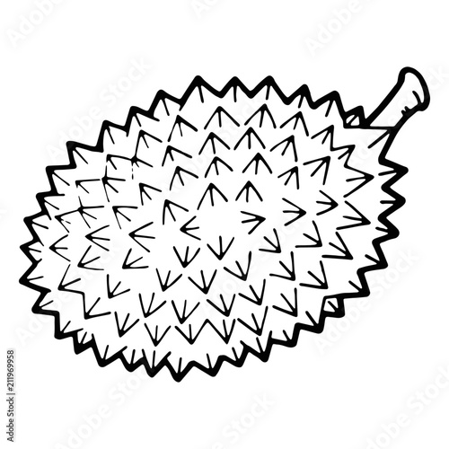Durian cartoon illustration isolated on white background for children color book