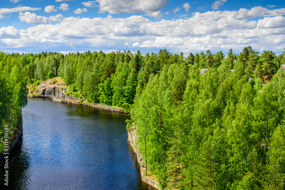 Saimaa canal near Lappeenranta, beautiful summer landscape, Finland
