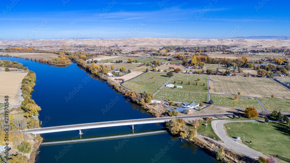 Aerial View of Snake River by Payette Idaho