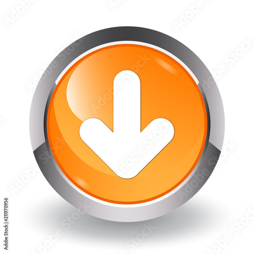 Download icon glossy orange button