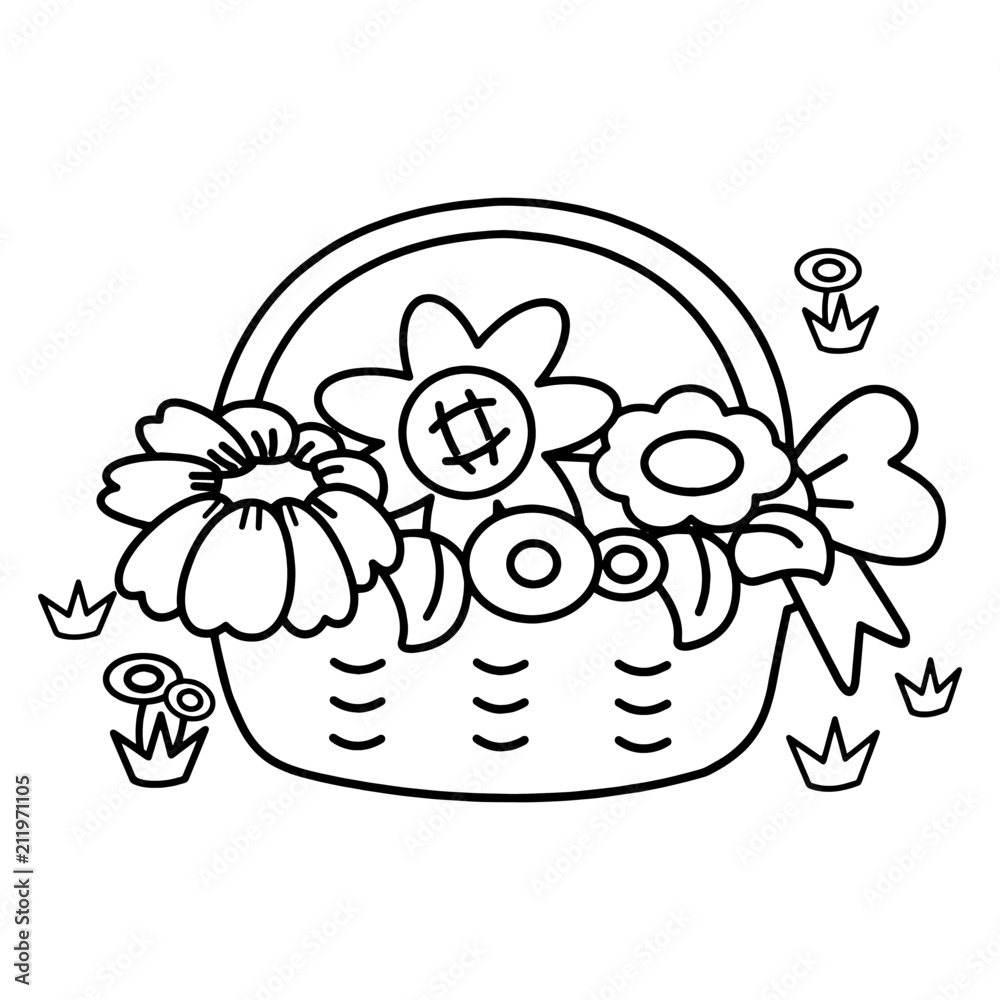Basket Flowers Hand Drawn Sketch Doodles Stock Vector (Royalty Free)  410058739 | Shutterstock