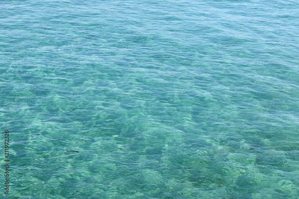 agua de mar transparente en la orilla