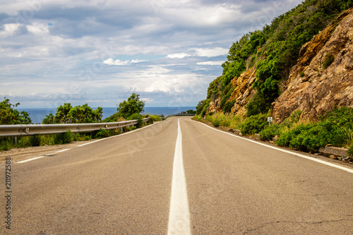 Beautiful provincial road on the west coast of the Elba island. The road is directly at the coast line and offers a spectacular view on the Mediterranean sea.