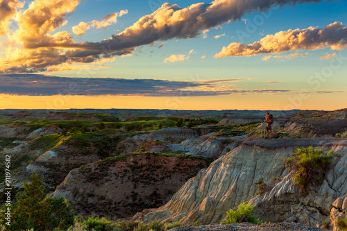 Looking out over the badlands of North Dakota photo