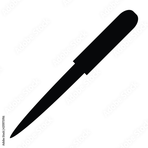 A black and white silhouette of a nail file