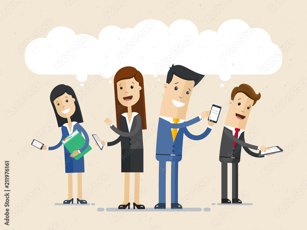 Business people using phone chatting communication. Business people using phone chatting communication.