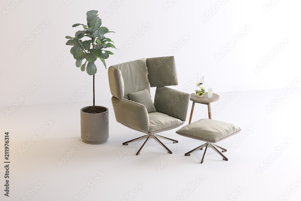 Fototapeta premium armchair, table, vase, plant