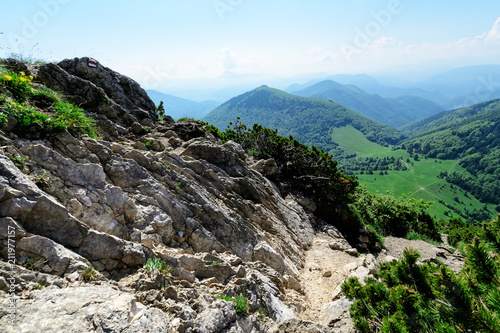 The rocky slope with view on cross paths. Day foto © velishchuk