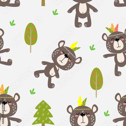 Tapety miś Indianin wśród drzew