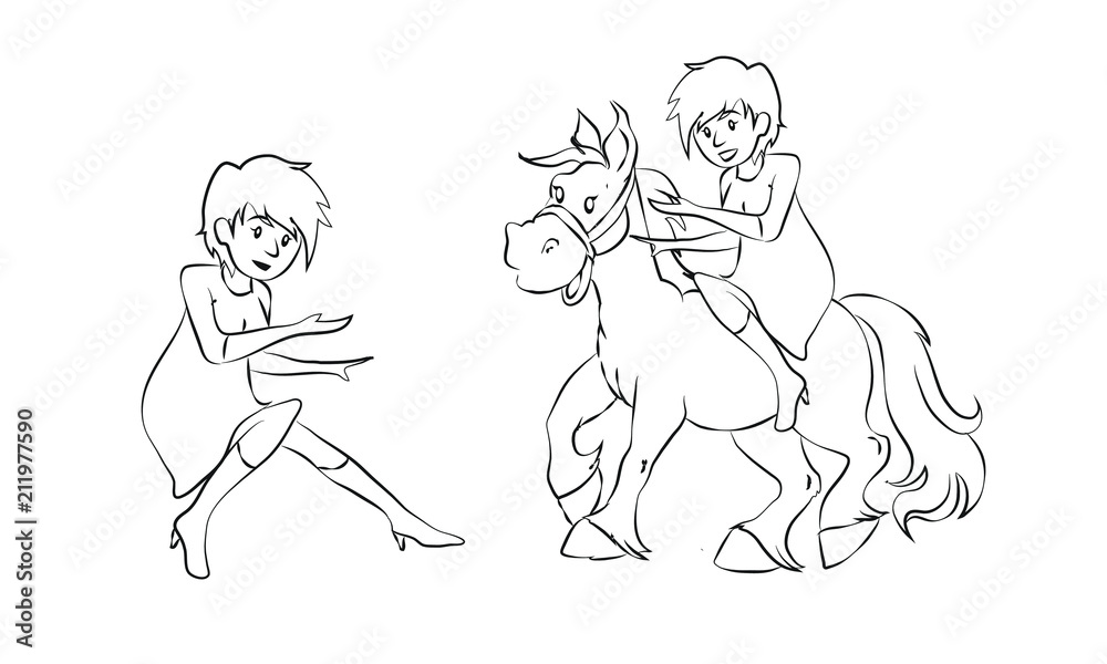waiter office worker Man girls in evening gowns artist woman on horseback, the woman is sitting woman with documents cartoon vector animated characters, painted people, office workers, men and women, 