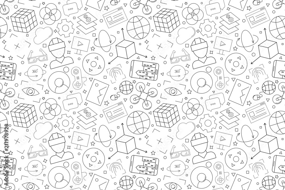 Vector Virtual reality pattern. Virtual reality seamless background